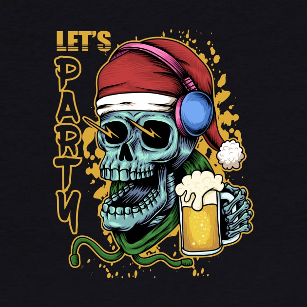 Christmas Skull with beer by be yourself. design